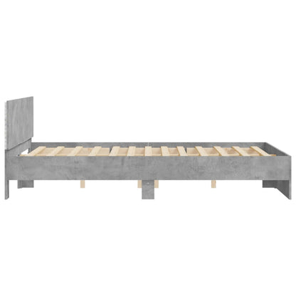 Bed Frame with LED without Mattress Concrete Grey 160x200 cm