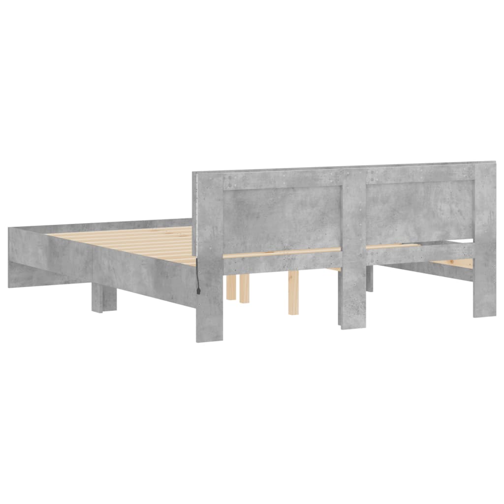 Bed Frame with LED without Mattress Concrete Grey 160x200 cm