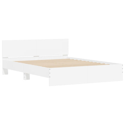 Bed Frame with Headboard and LED White 150x200 cm King Size