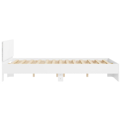 Bed Frame with Headboard and LED White 150x200 cm King Size