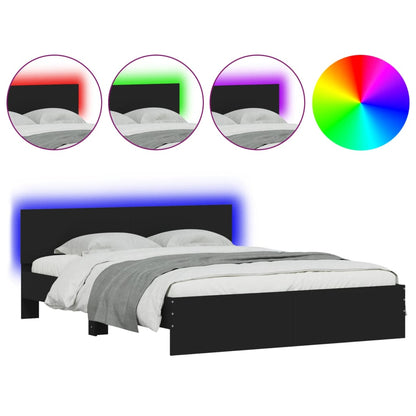 Bed Frame with LED without Mattress Black 150x200 cm King Size