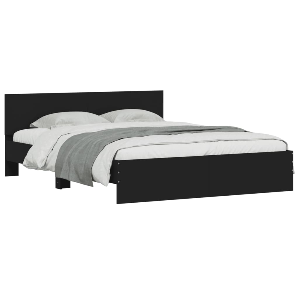 Bed Frame with LED without Mattress Black 150x200 cm King Size