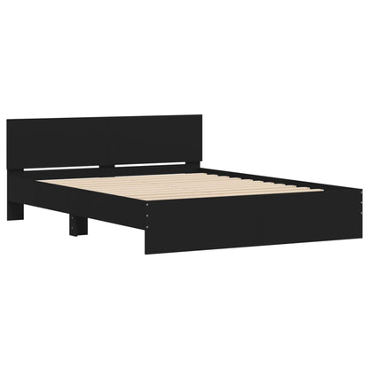 Bed Frame with LED without Mattress Black 150x200 cm King Size