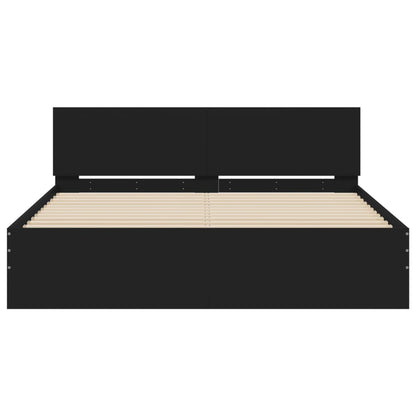 Bed Frame with LED without Mattress Black 150x200 cm King Size