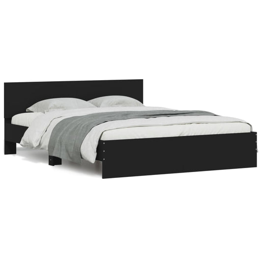 Bed Frame with LED without Mattress Black 150x200 cm King Size