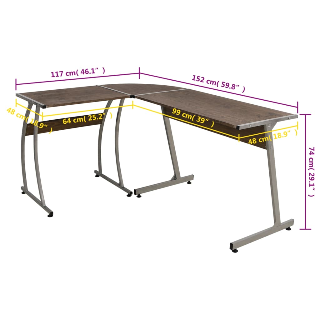 Corner Desk Brown Engineered Wood