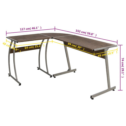 Corner Desk Brown Engineered Wood