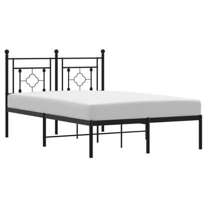 Metal Bed Frame without Mattress with Headboard Black 120x190 cm Small Double