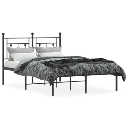 Metal Bed Frame without Mattress with Headboard Black 120x190 cm Small Double