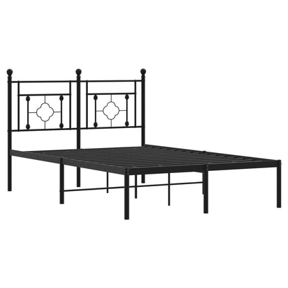 Metal Bed Frame without Mattress with Headboard Black 120x190 cm Small Double