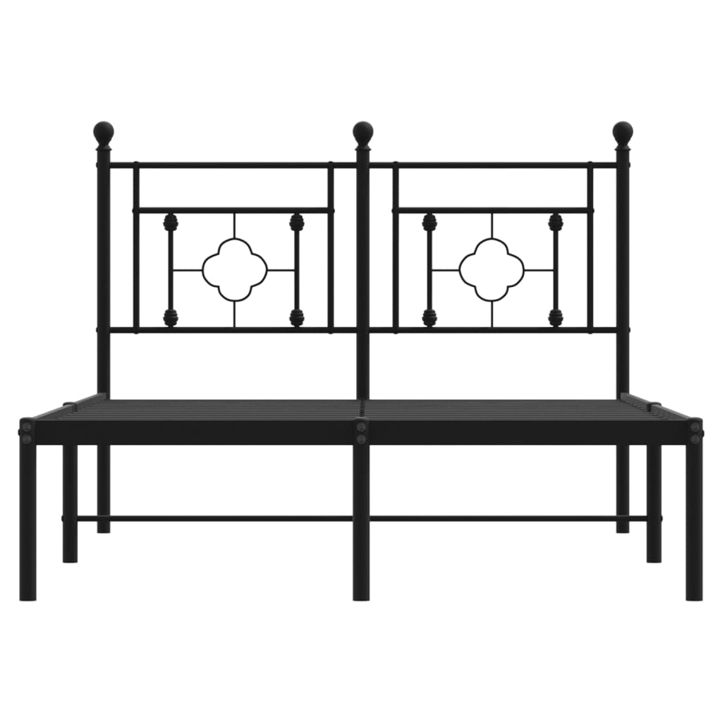 Metal Bed Frame without Mattress with Headboard Black 120x190 cm Small Double