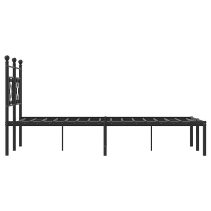 Metal Bed Frame without Mattress with Headboard Black 120x190 cm Small Double