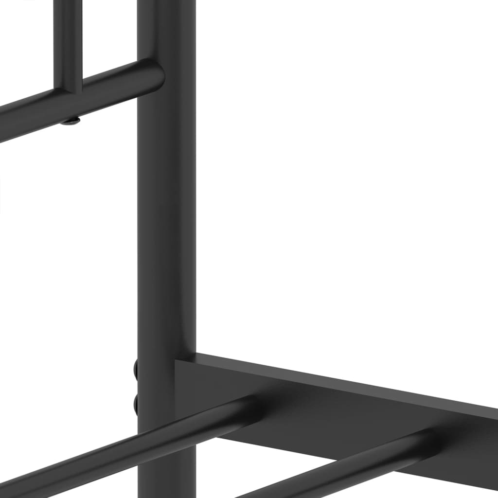 Metal Bed Frame without Mattress with Headboard Black 120x190 cm Small Double