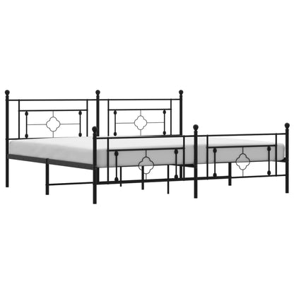 Metal Bed Frame with Headboard and Footboard Black 193x203 cm