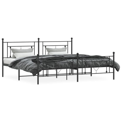 Metal Bed Frame with Headboard and Footboard Black 193x203 cm