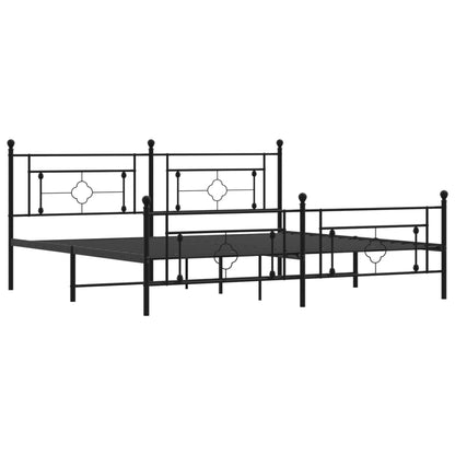 Metal Bed Frame with Headboard and Footboard Black 193x203 cm