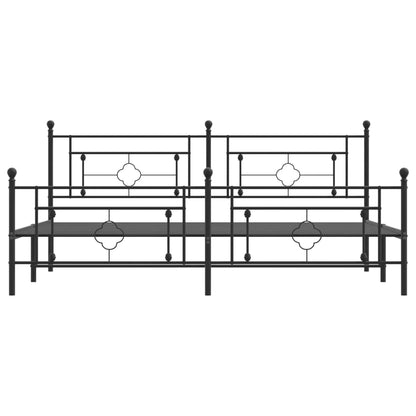 Metal Bed Frame with Headboard and Footboard Black 193x203 cm