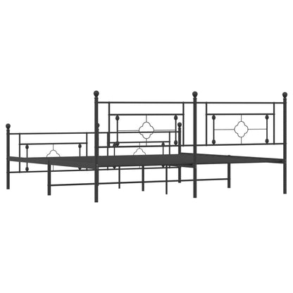 Metal Bed Frame with Headboard and Footboard Black 193x203 cm