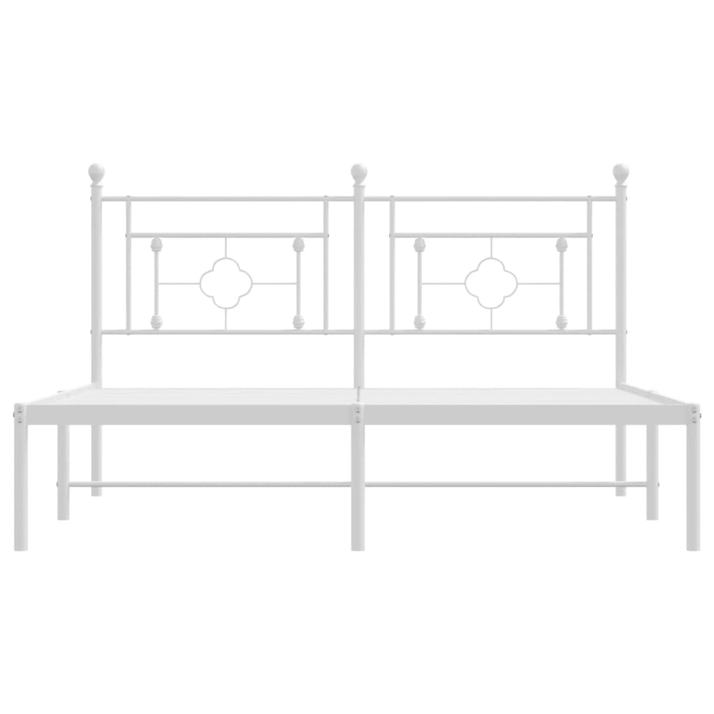 Metal Bed Frame without Mattress with Headboard White 150x200 cm King Size