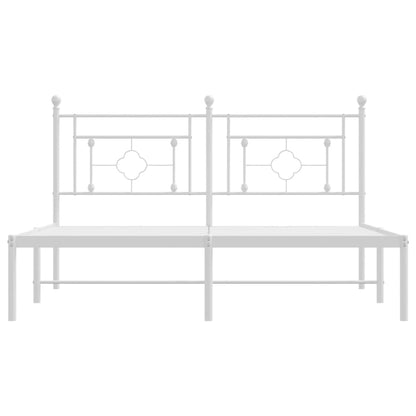 Metal Bed Frame without Mattress with Headboard White 150x200 cm King Size