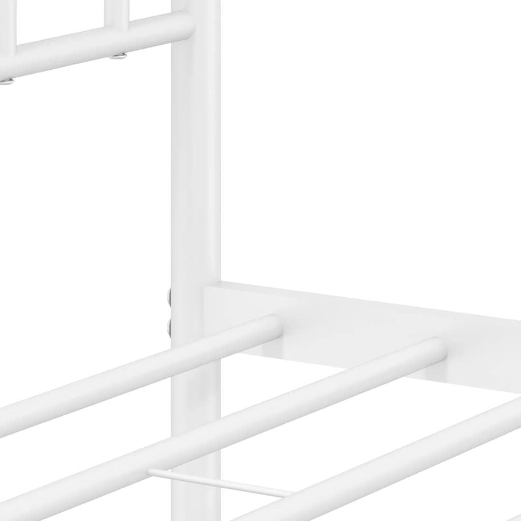 Metal Bed Frame without Mattress with Headboard White 150x200 cm King Size