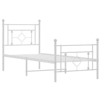 Metal Bed Frame without Mattress with Footboard White 75x190 cm Small Single