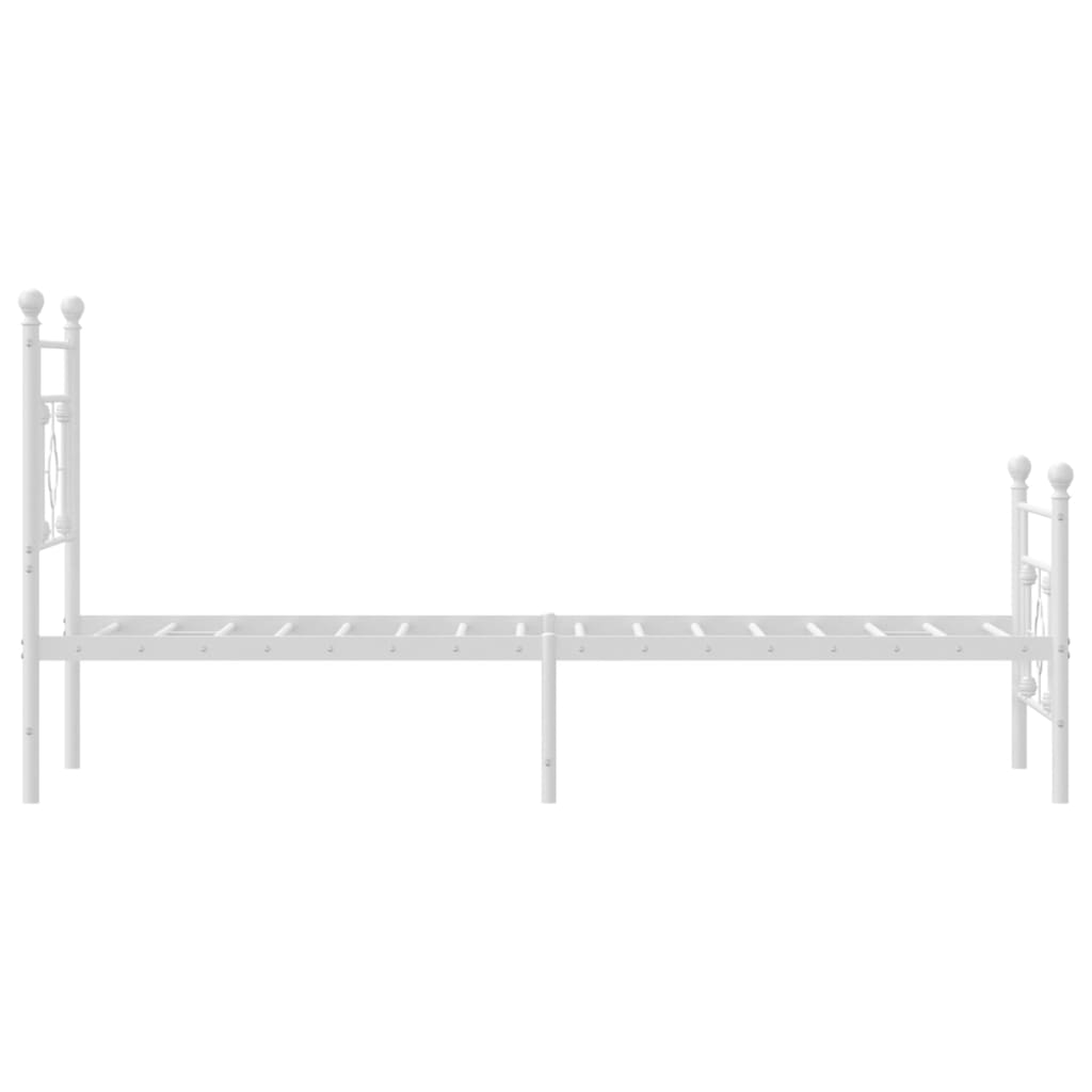 Metal Bed Frame without Mattress with Footboard White 75x190 cm Small Single