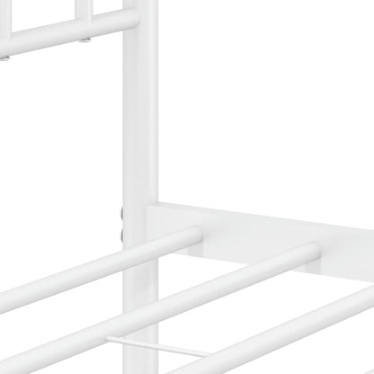 Metal Bed Frame without Mattress with Footboard White 75x190 cm Small Single