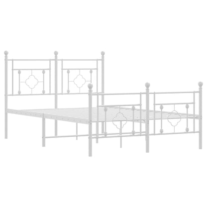 Metal Bed Frame without Mattress with Footboard White 120x190 cm Small Double