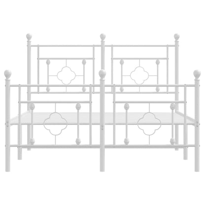 Metal Bed Frame without Mattress with Footboard White 120x190 cm Small Double