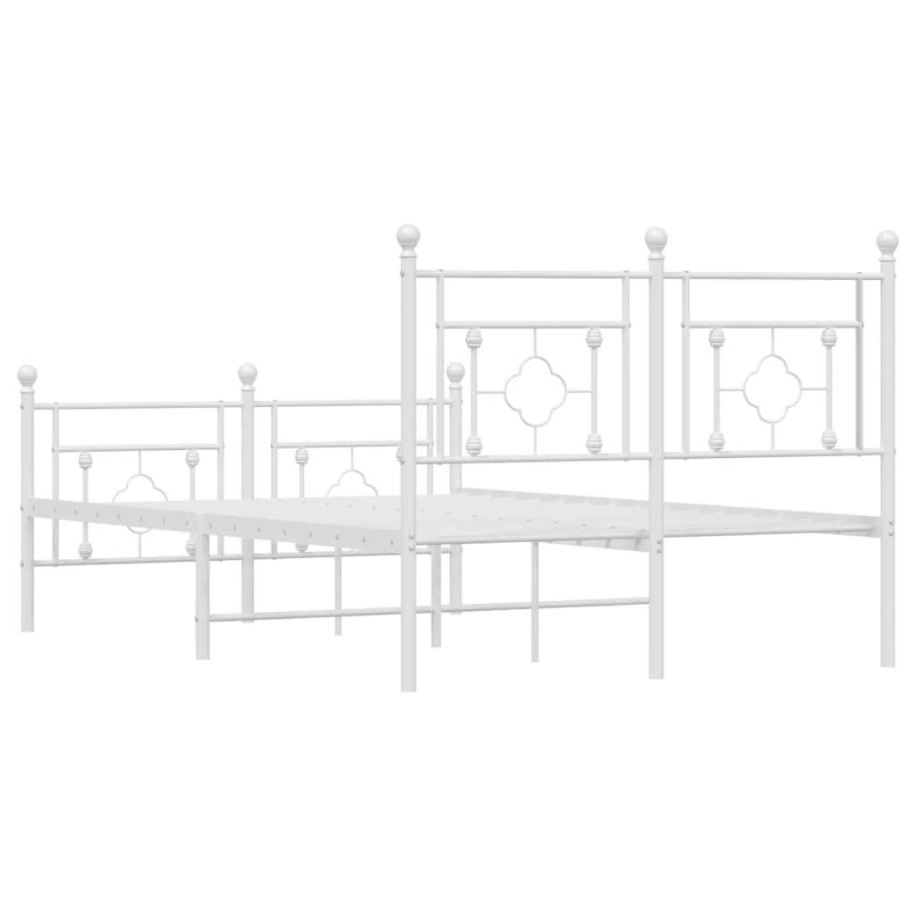 Metal Bed Frame without Mattress with Footboard White 120x190 cm Small Double