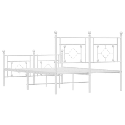 Metal Bed Frame without Mattress with Footboard White 120x190 cm Small Double