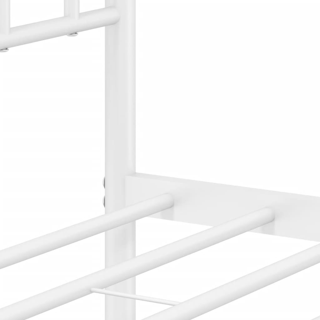 Metal Bed Frame without Mattress with Footboard White 120x190 cm Small Double