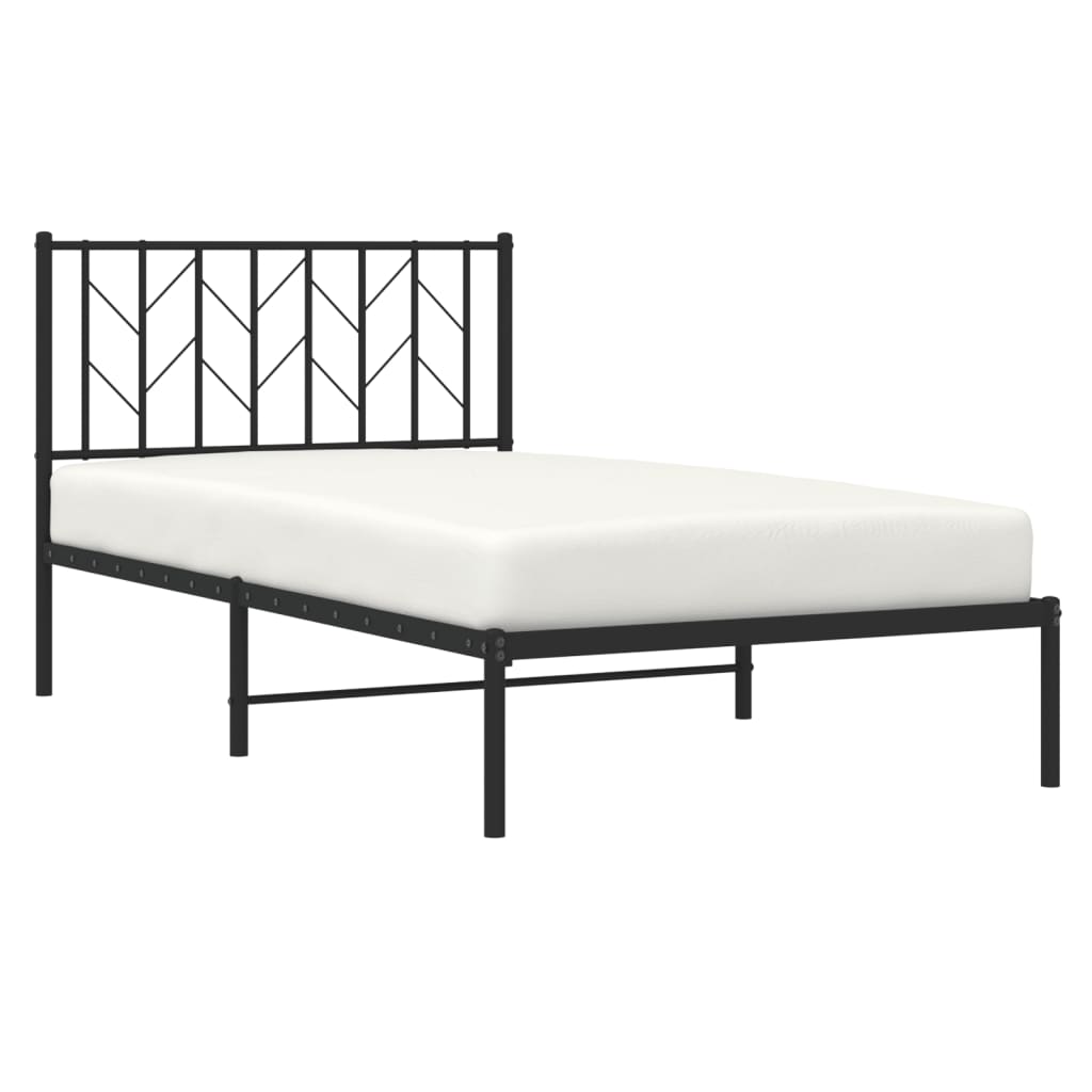 Metal Bed Frame without Mattress with Headboard Black 100x190 cm