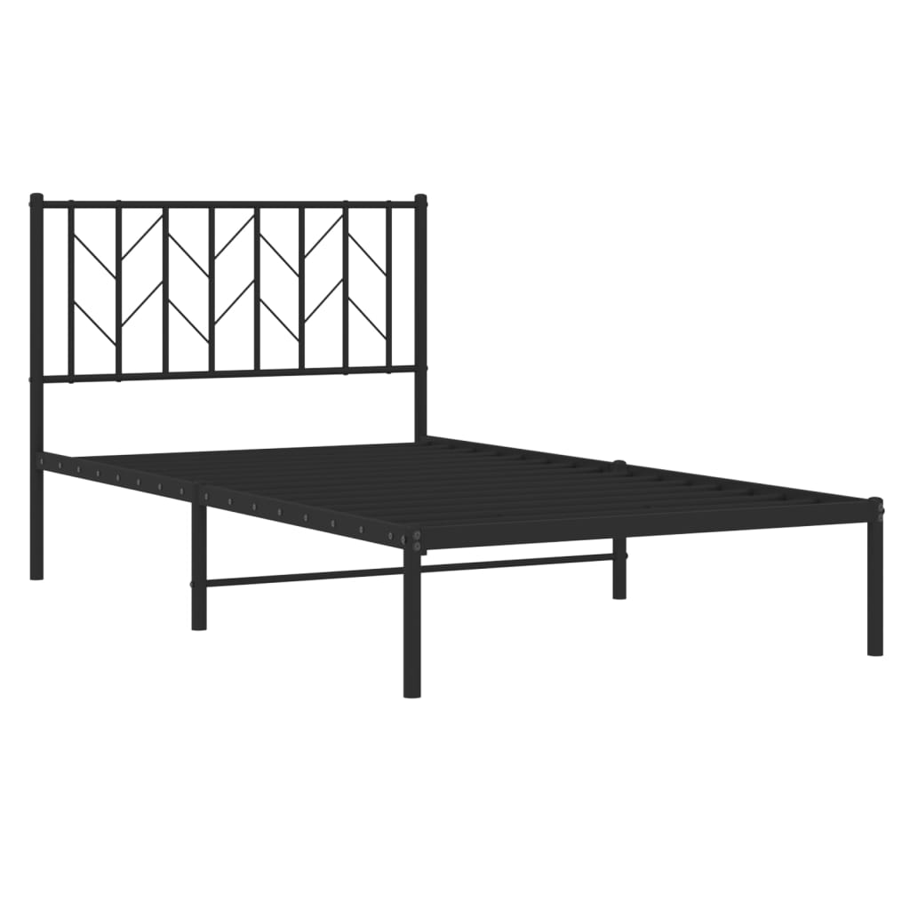 Metal Bed Frame without Mattress with Headboard Black 100x190 cm