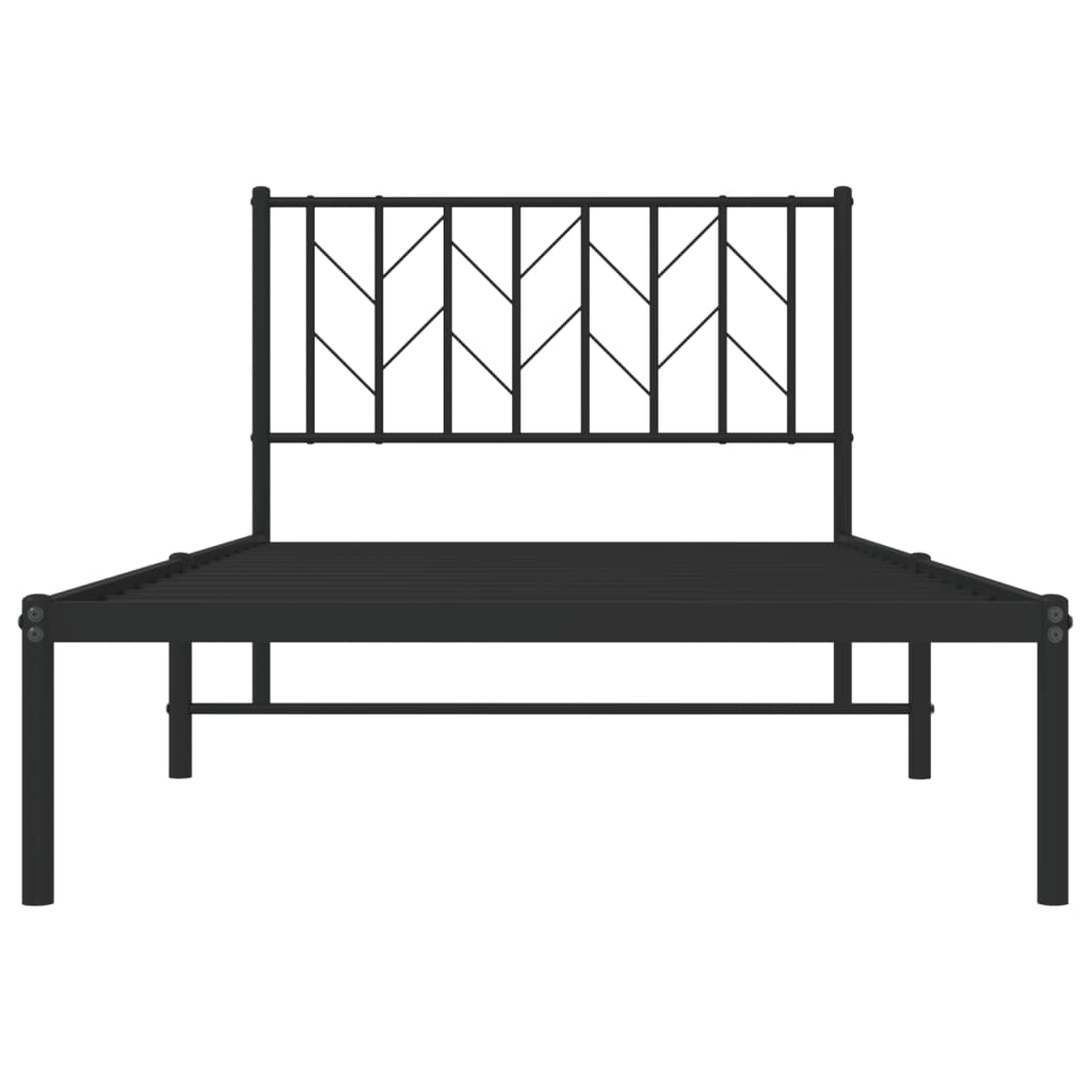 Metal Bed Frame without Mattress with Headboard Black 100x190 cm