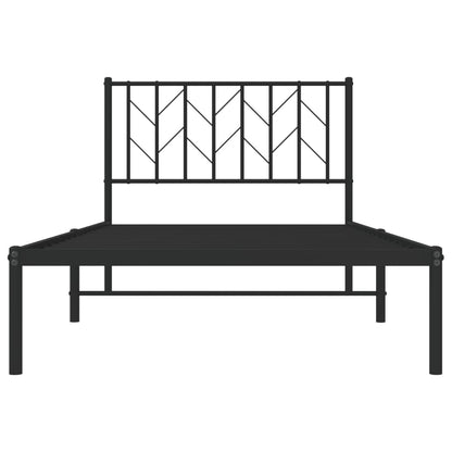 Metal Bed Frame without Mattress with Headboard Black 100x190 cm