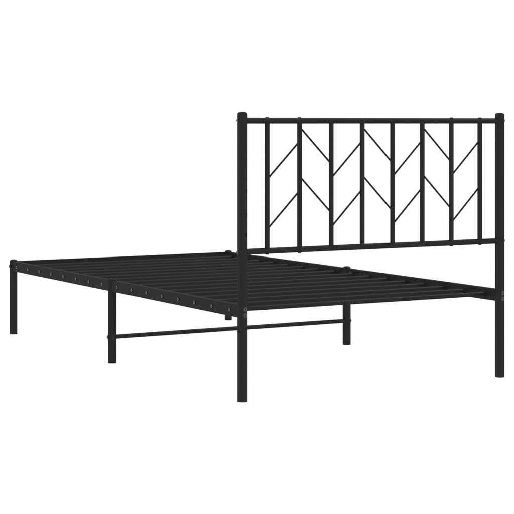 Metal Bed Frame without Mattress with Headboard Black 100x190 cm