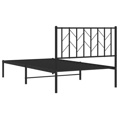 Metal Bed Frame without Mattress with Headboard Black 100x190 cm