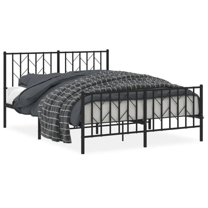 Metal Bed Frame without Mattress with Footboard Black 135x190 cm Double