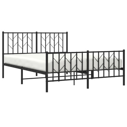 Metal Bed Frame without Mattress with Footboard Black 135x190 cm Double