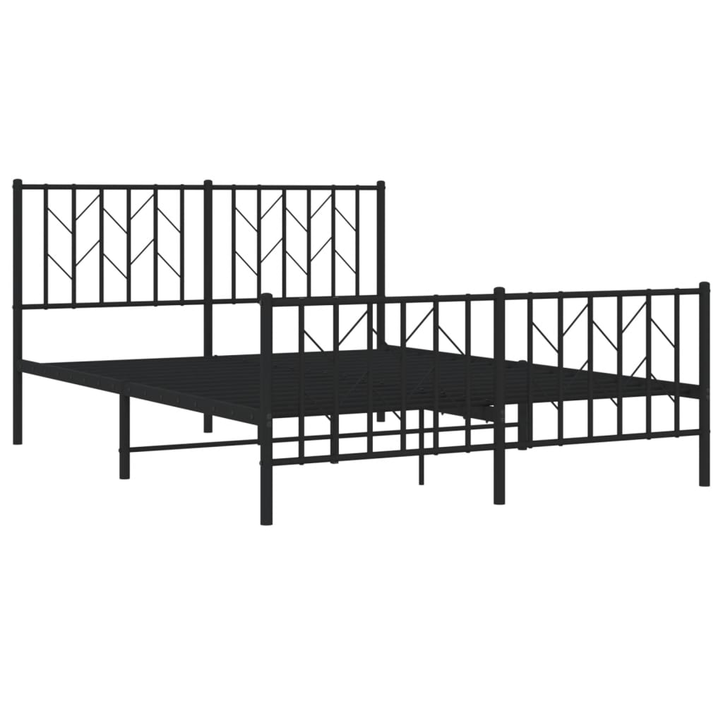 Metal Bed Frame without Mattress with Footboard Black 135x190 cm Double