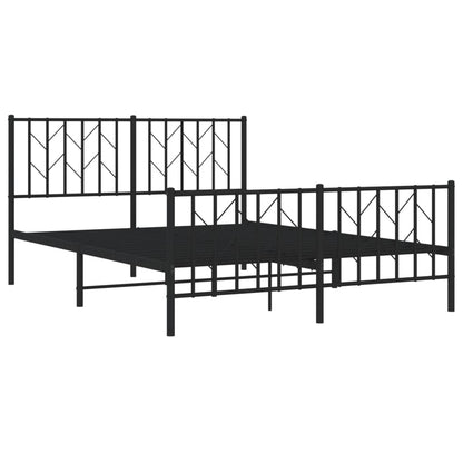 Metal Bed Frame without Mattress with Footboard Black 135x190 cm Double