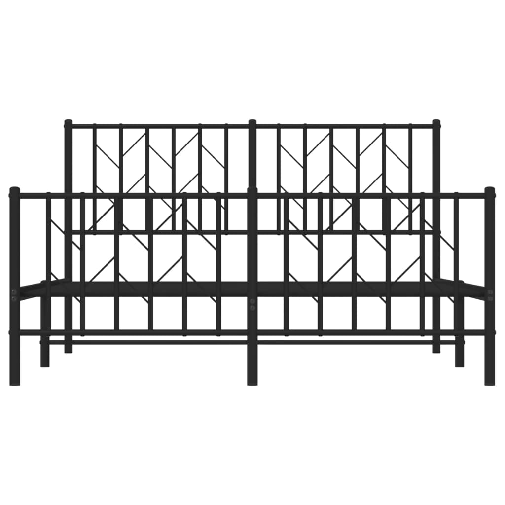 Metal Bed Frame without Mattress with Footboard Black 135x190 cm Double