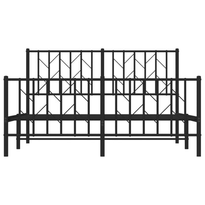 Metal Bed Frame without Mattress with Footboard Black 135x190 cm Double