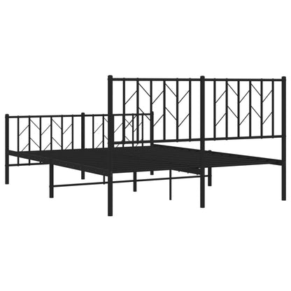 Metal Bed Frame without Mattress with Footboard Black 135x190 cm Double