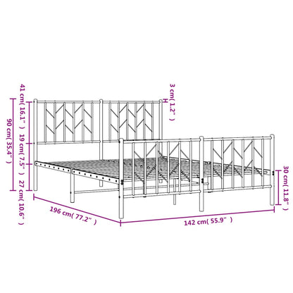 Metal Bed Frame without Mattress with Footboard Black 135x190 cm Double