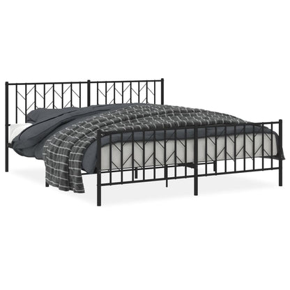 Metal Bed Frame without Mattress with Footboard Black 183x213 cm