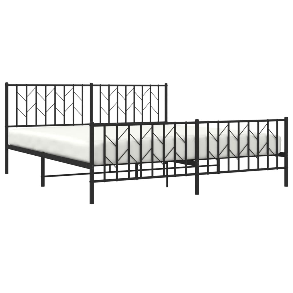 Metal Bed Frame without Mattress with Footboard Black 183x213 cm