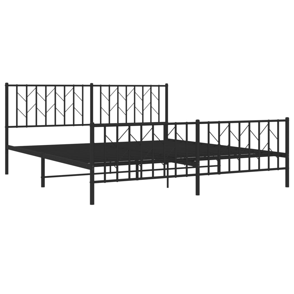 Metal Bed Frame without Mattress with Footboard Black 183x213 cm